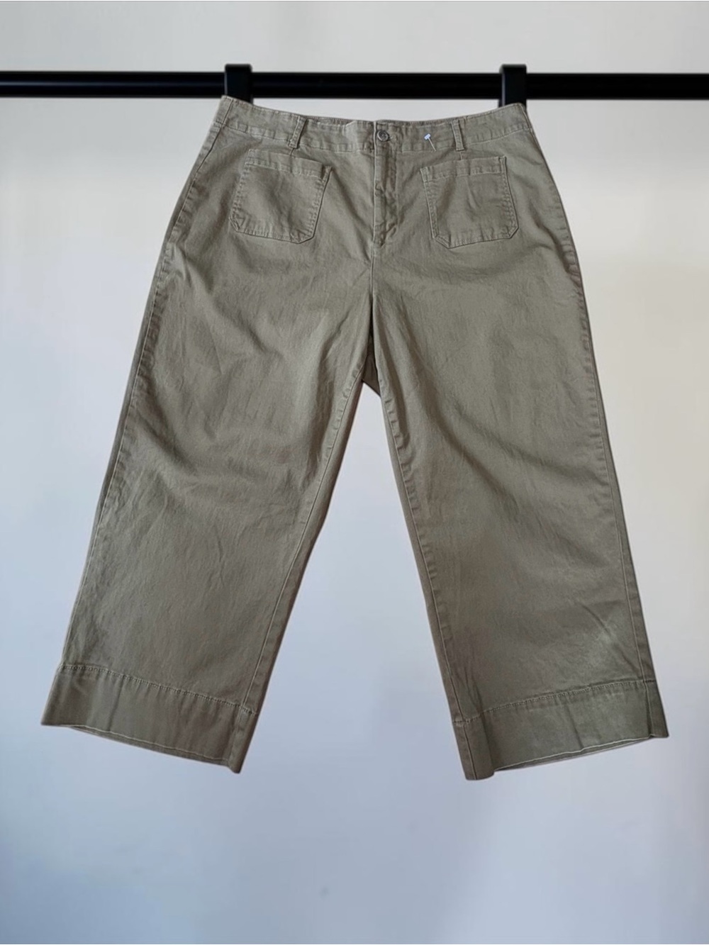 BAGATELLE COLLECTION NEW YORK, 3X Plus Size, Cropped Wide Leg Pants Olive Khaki